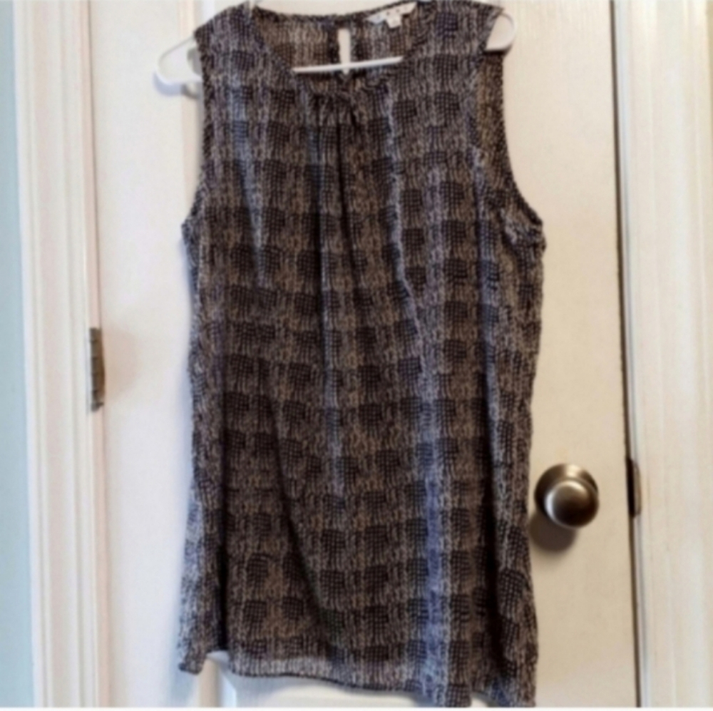 Cabi Skirt And Top Set Women's Black Cream Sheer Sleeveless Lightweight EUC